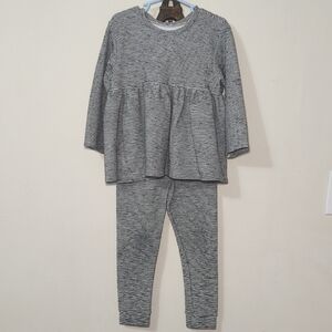 Figge Striped Girls Set Black + White Stripe Peplum Top Pants Sustainable Size 6